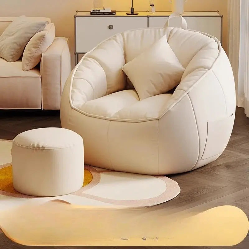 Modern Bean Bag Sofa Chair – Pure Cotton & Linen Puff Seat for Living Room F4G Software