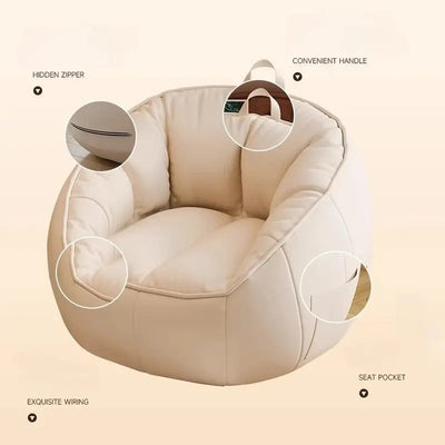 Modern Bean Bag Sofa Chair – Pure Cotton & Linen Puff Seat for Living Room F4G Software